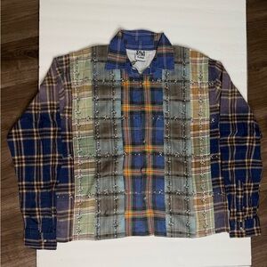 Valley Dreams Plaid Rhinestone Flannel Shirt Multicolor XL Long Sleeve Button-Up